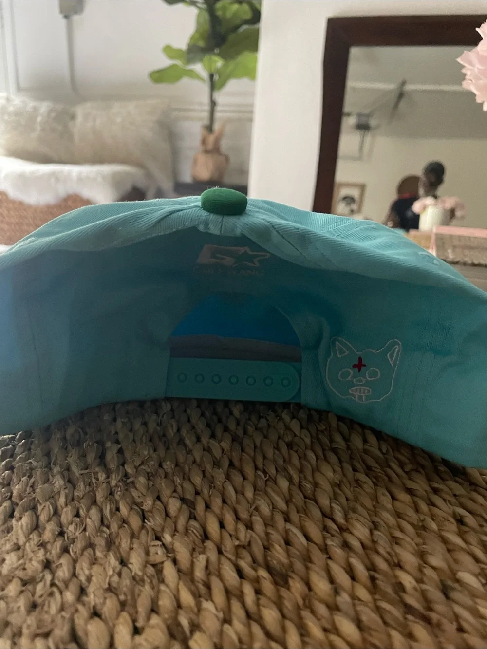 Wolf Embroidered Two-Tone Baseball Cap - Aqua & Green